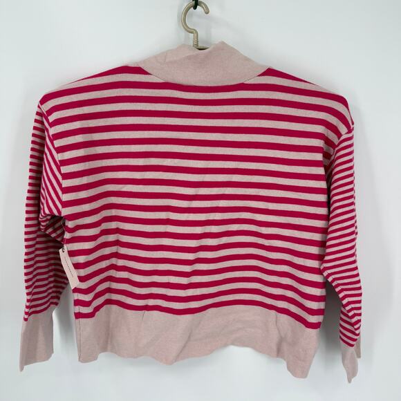 ANTHROPOLOGIE MAEVE CARYS MOCK NECK SWEATER Pink Stripe Size XL NWT - Picture 5 of 7